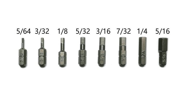New 10Pcs 1/4" Hex bit With holes Imperial 1/16 - 5/16 L25mm S2 Screwdriver Bit set Magnetic Hex Screwdriver Bits Air Bit Tools