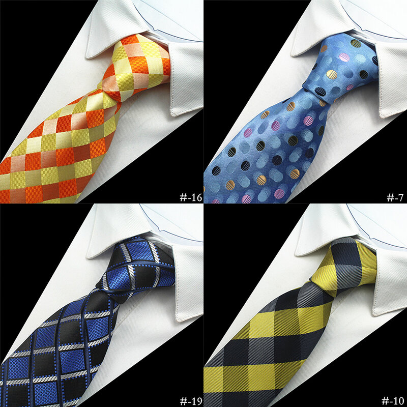 GUSLESON-Corbata de seda 100% para hombre, corbatas de 8cm a cuadros y rayas para el cuello, ropa clásica para negocios, bodas y fiestas, nuevo diseño