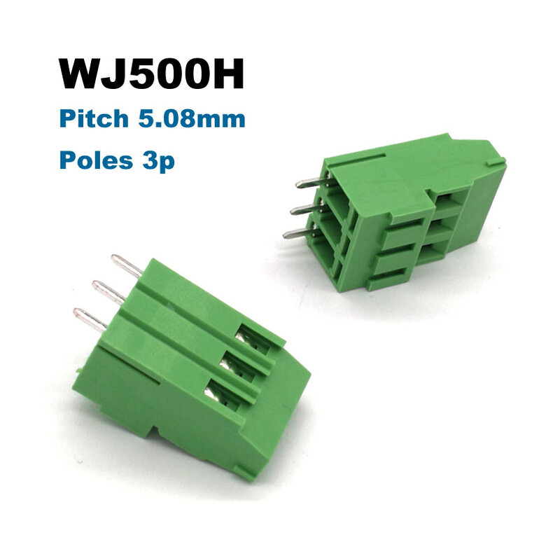 5/10pcs Pitch 5.08mm Screw PCB Terminal Block Connector Straight Pin 2P 3P WJ500H Wire Connectors Morsettiera 300V 20A 2.5mm2