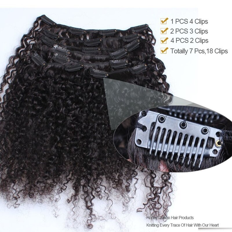 3B 3C Clip riccia crespo nelle estensioni dei capelli capelli umani set di teste complete Afro crespo ricci Clip Ins Bundles Natural Black 4A Dolago