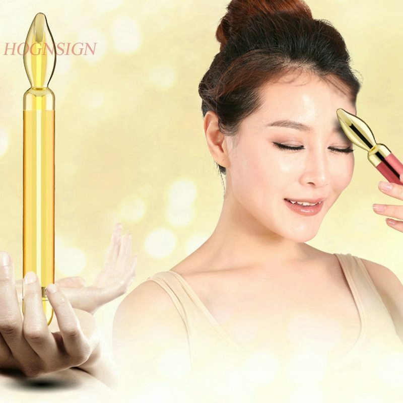 Yellow gold electric beauty stick thin face lifter firming beauty instrument lymph face massager