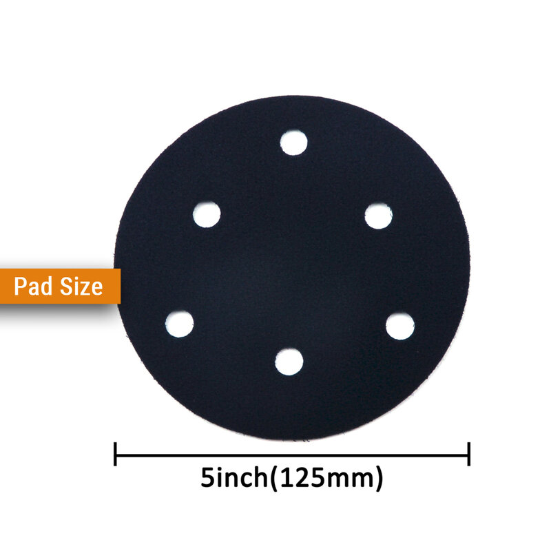 Almohadilla de interfaz de protección de superficie ultrafina de 6 agujeros, 5 pulgadas (125mm), para almohadillas de lijado y discos de lijado de gancho y bucle, almohadilla amortiguadora, 2 uds.