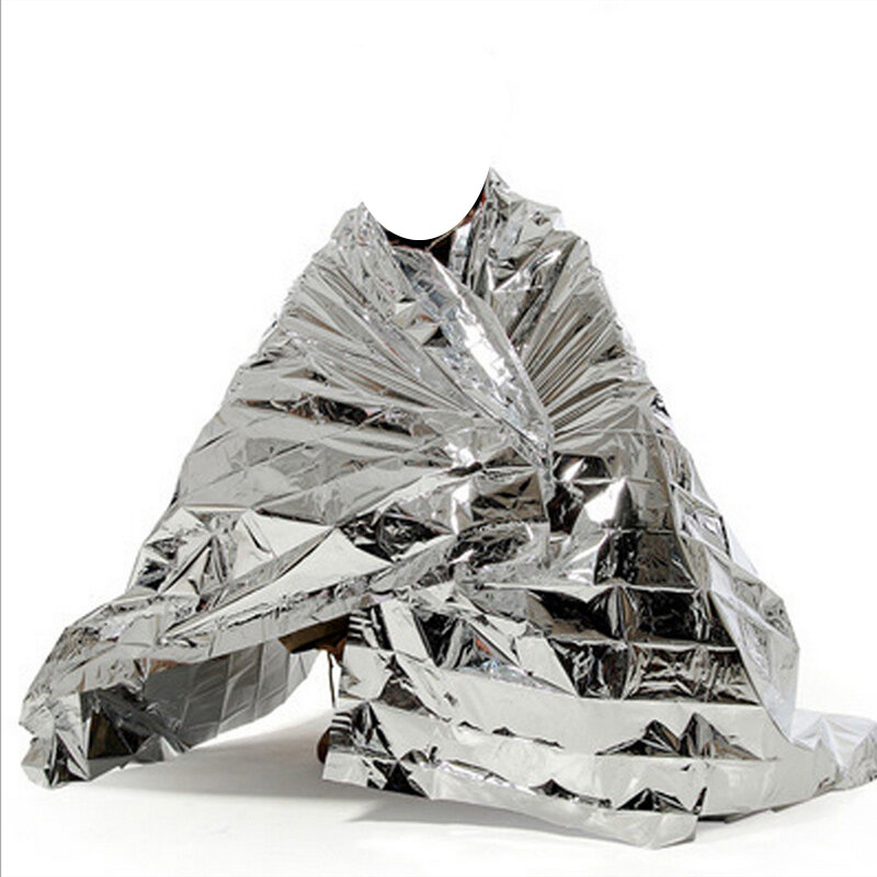 Cortina térmica de alumínio, cobertor à prova d'água para sobrevivência em acampamento, primeiros socorros para uso ao ar livre com 10 peças