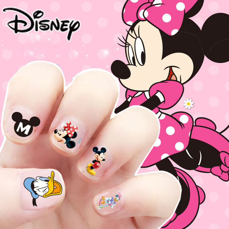 Autocollants d'ongles de princesse Disney pour filles, jouets de dessin animé, blanche neige, sofia, Mickey, Minnie, pour enfants, nouvelle collection