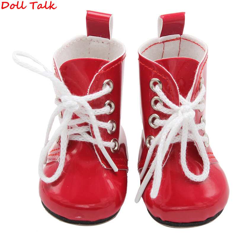 Doll Talk Colors 1 paio di stivali da bambola in pelle PU per bambole stivaletti con tacco alto corto scarpe per stivaletti multicolore bambola America
