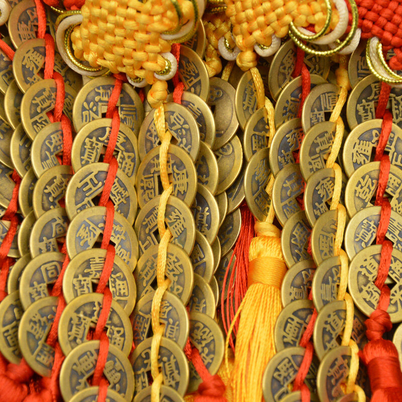 중국 수동 매듭 풍수 행운의 매력, 고대 I CHING 구리 동전 마스코트, 번영 보호, 행운의 홈 자동차 장식