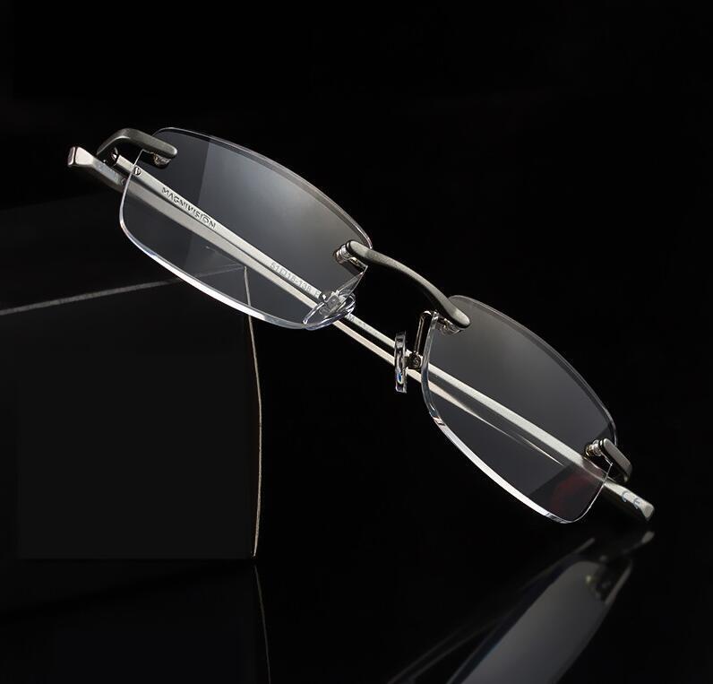 Gafas De Lectura sin montura De aleación De aluminio, lentes De resina HD para presbicia, para hombres y mujeres mayores