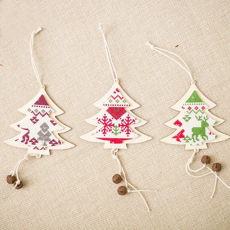 DIY Christmas Star&Tree Wooden Pendants Ornaments Christmas Party Decorations Xmas Tree Ornaments Kids Gifts