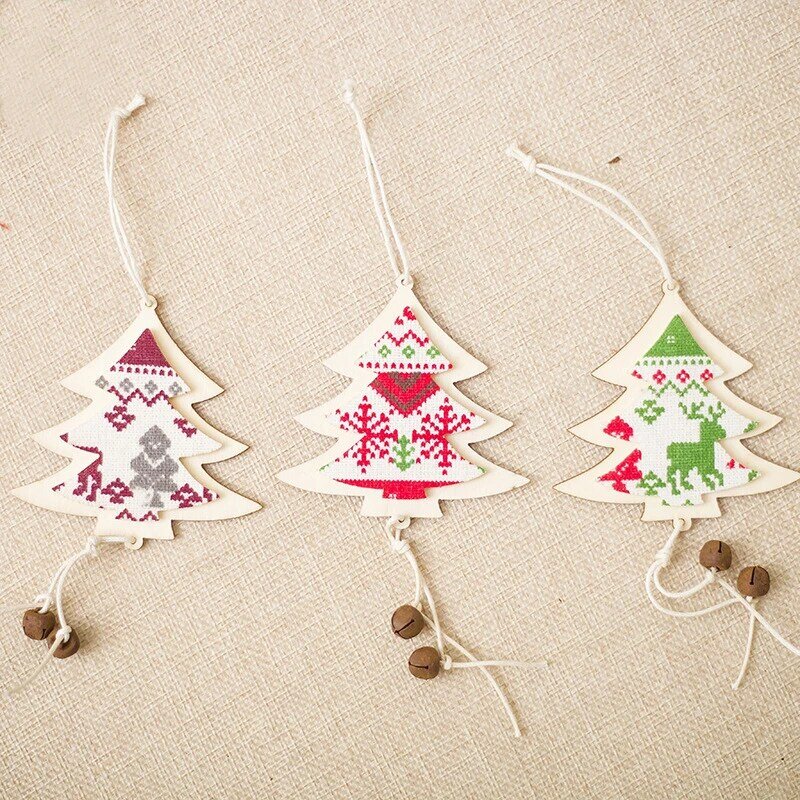 Pendentifs en bois étoile et arbre de noël DIY, décorations de fête de noël, cadeaux pour enfants