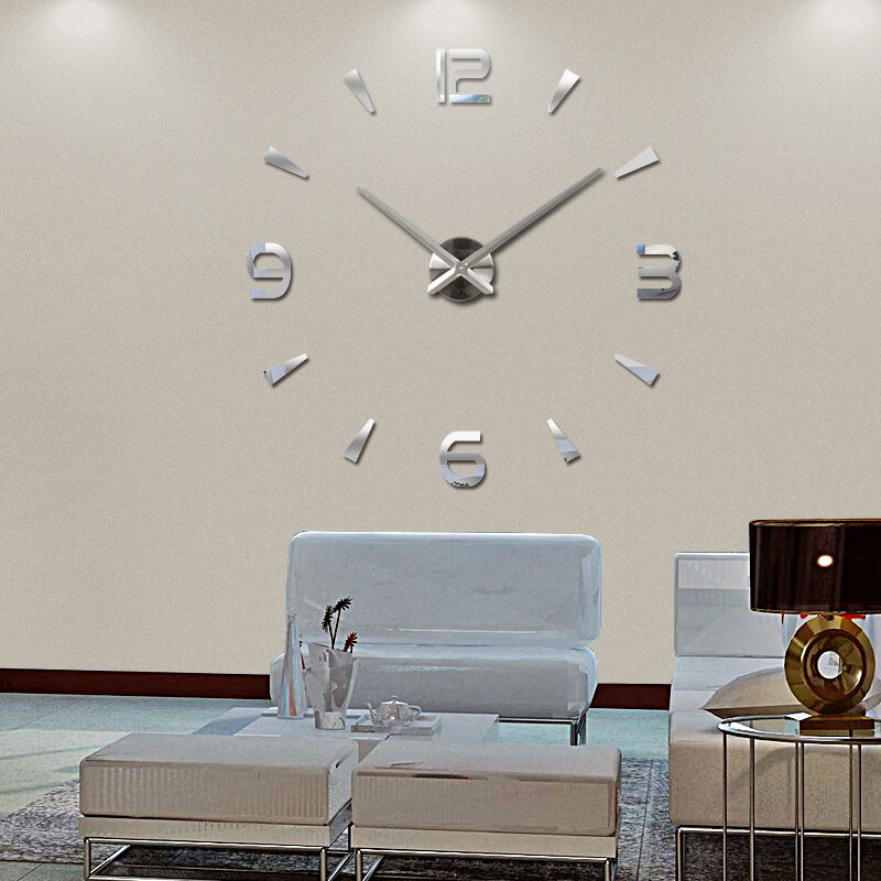 Grande relógio de parede decorativo para sala, Relógio Quartz Design Moderno, Europa Acrílico Adesivos