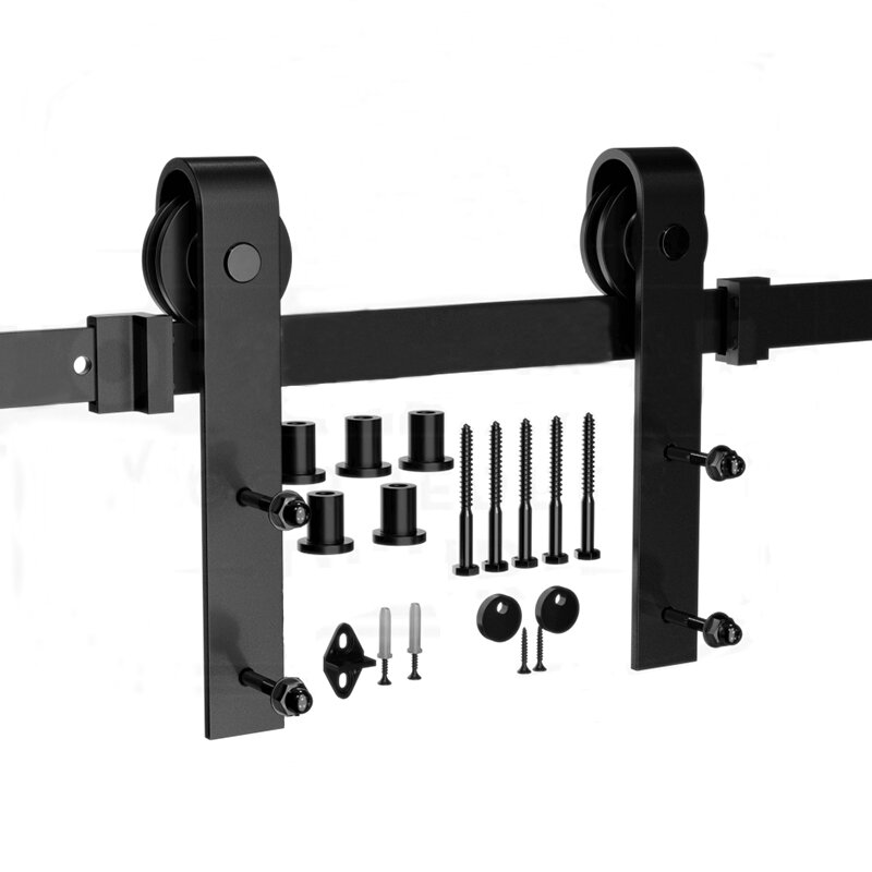 引き戸キット,素朴な黒のレール,木製ドアツールの引き戸システム