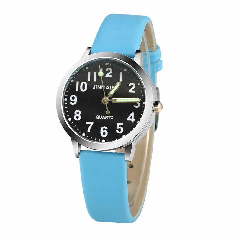 Children's Brand Quartz 6 Colors Children Lovely  Dial Leather Watch Little Boys and Girls Luminous Hands Gift Clock Reloj