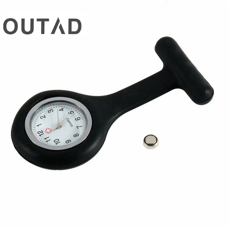 OUTAD-Mini Reloj portátil de silicona Unisex, accesorio médico y enfermero, de bolsillo, Fob, varios colores, broche, Pin colgante, 4 colores