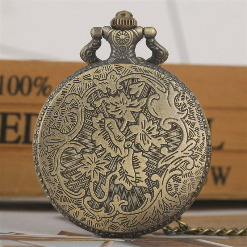 Iran-reloj de bolsillo de recuerdo para hombre y mujer, cadena de bronce, colgante de cazador completo, cadena Fob, reloj de bolsillo antiguo