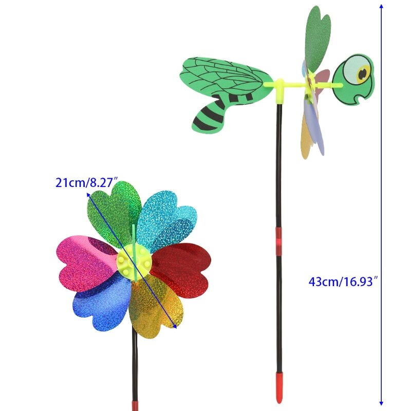 HBB 1pc 3D Yellow Bee Windmill Wind Spinner Kids Toy Garden Park decoration