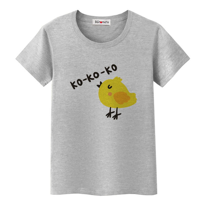 Футболка BGtomato с маленькой желтой курицей, милая мультяшная футболка, женские Забавные топы, милая летняя футболка, кавайная одежда, повседневная мода