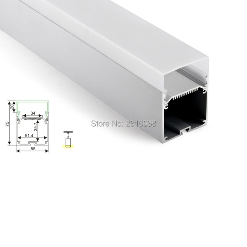 100X1 Mt Sets/Lot Al6063 T6 aluminium profil für led-streifen und Tief U einbau aluminium led profil für suspension beleuchtung