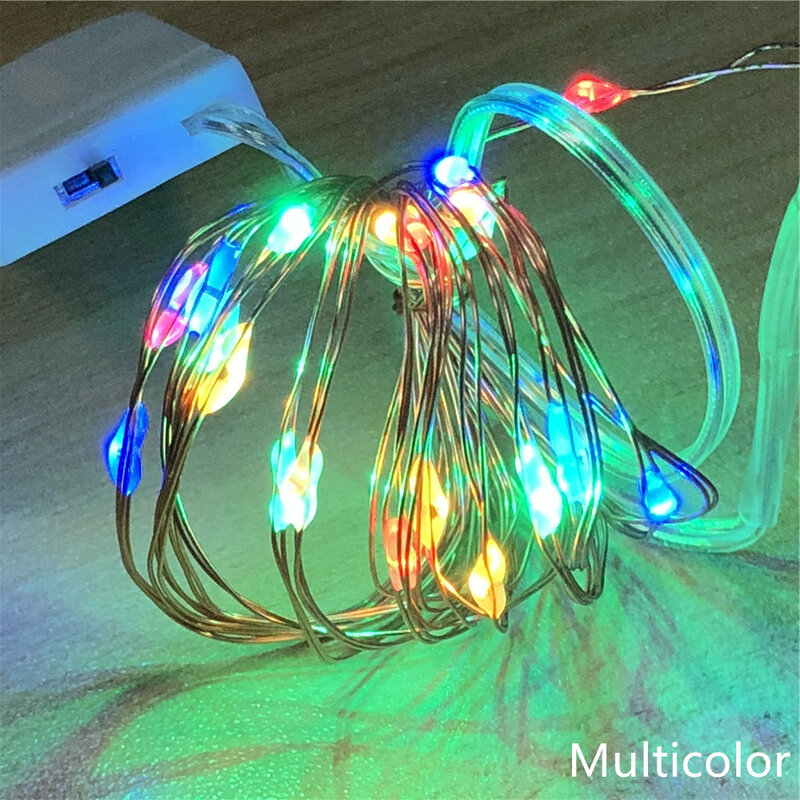 جديد 2 متر 20 المصابيح أسلاك النحاس الفضة LED سلسلة أضواء مقاوم للماء عطلة الإضاءة ل الجنية شجرة عيد الميلاد حفل زفاف الديكور