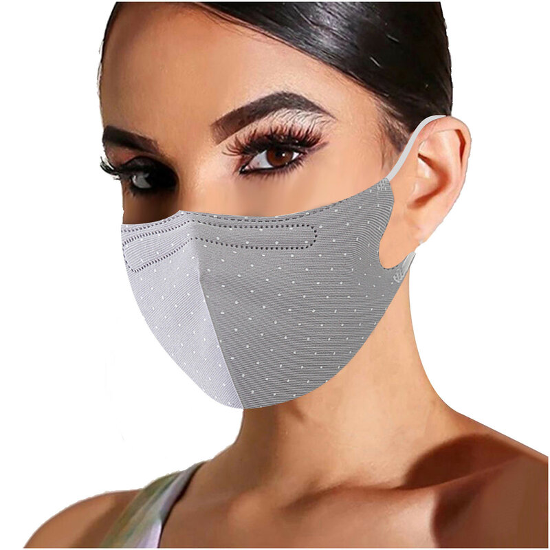 1pc adulto mulher boca capa cor sólida polka dot impressão ajustável lavável segurança proteger haze respirável reutilizável máscara facial