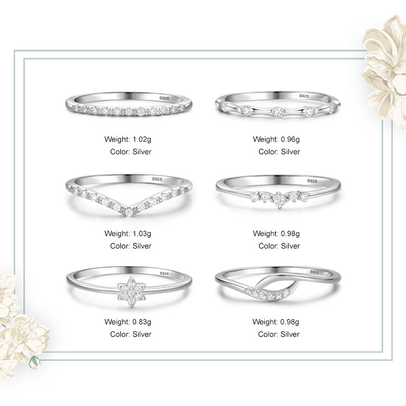 Ailmay 925 Sterling Silver Fashion Minimalis Stackable CZ Cincin untuk Wanita Minimalis Perhiasan Bagus 2021 Gaya Baru