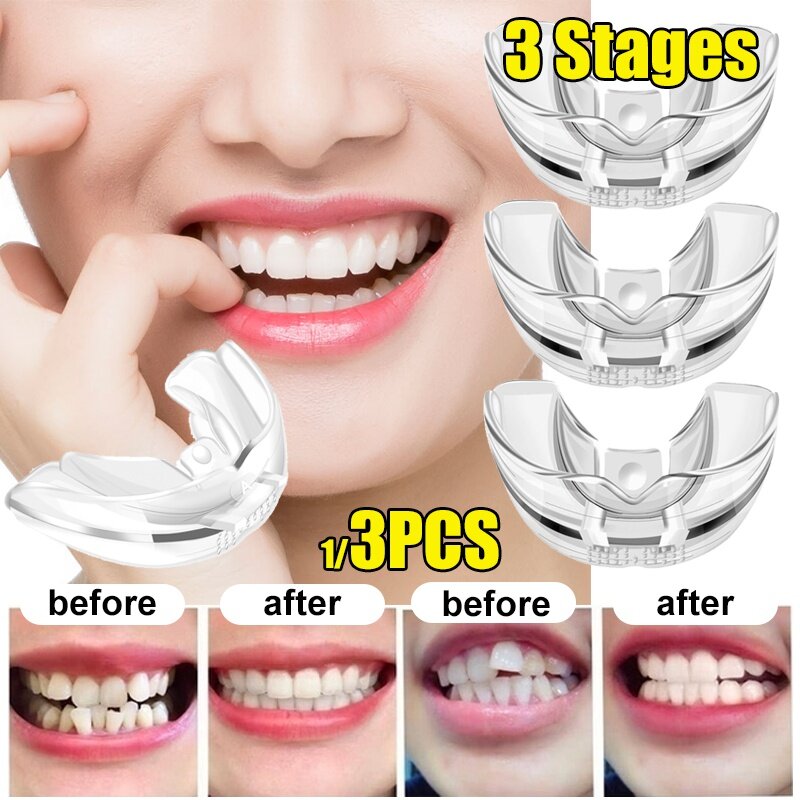 3 sztuk/zestaw do zębów z aparatem ortodontycznym trener Dental Tooth Appliance wyrównanie Brace materiał silikonowy profesjonalny straż teethstraighter