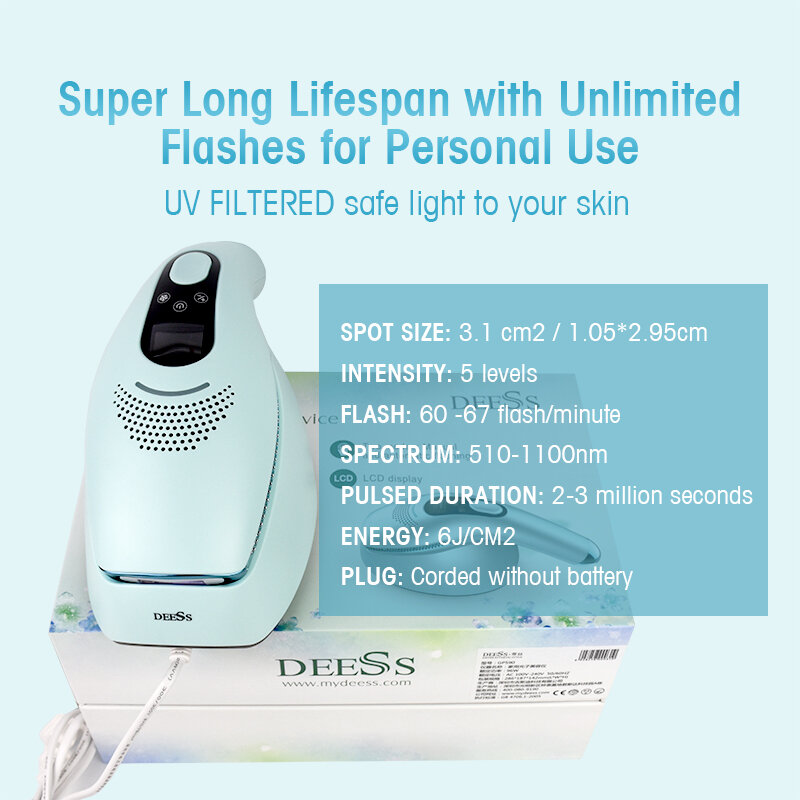 DEESS-depiladora láser GP590, máquina de depilación permanente Ipl, sin dolor, 0,9 s, Flashes ilimitados, envío directo