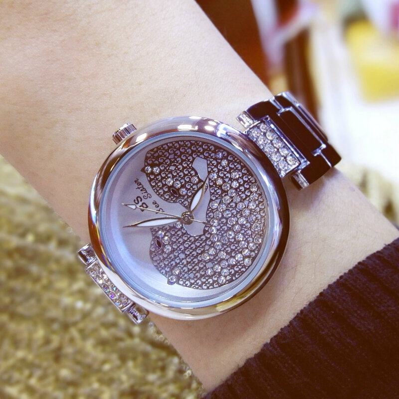 BS ใหม่แฟชั่นผู้หญิงนาฬิกาหรู Diamond ที่มีชื่อเสียงหรูหราชุดทองนาฬิกาควอตซ์สุภาพสตรีนาฬิกาข้อมือ Relogios Femininos saat