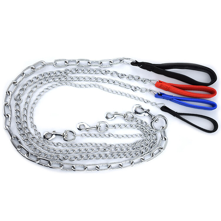 Pet cuello tracción anillo de cadena de hierro conjunto de dos piezas mango de espuma medio grande perro cuello anillo atado Cadena de perro