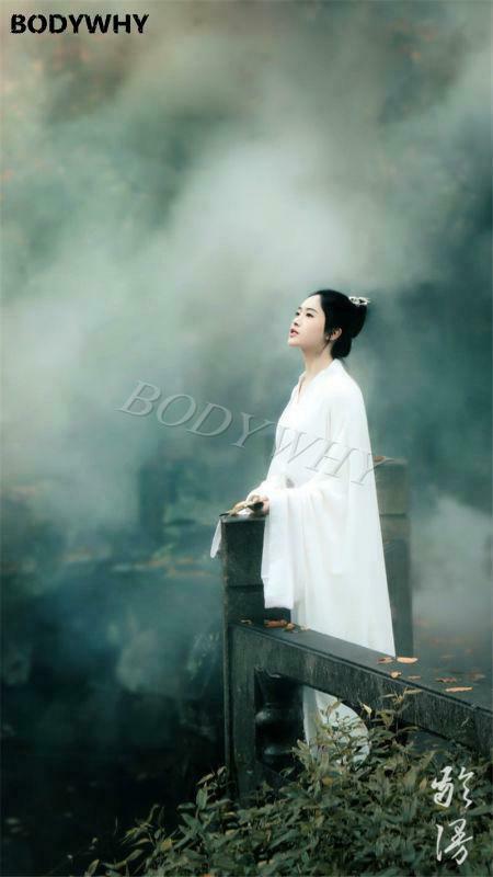 Elegant Women Ladies Retro Chic White Dress Long Chinese Ancient Fairy Clothes Hanfu Tang Dress Cosplay Costume