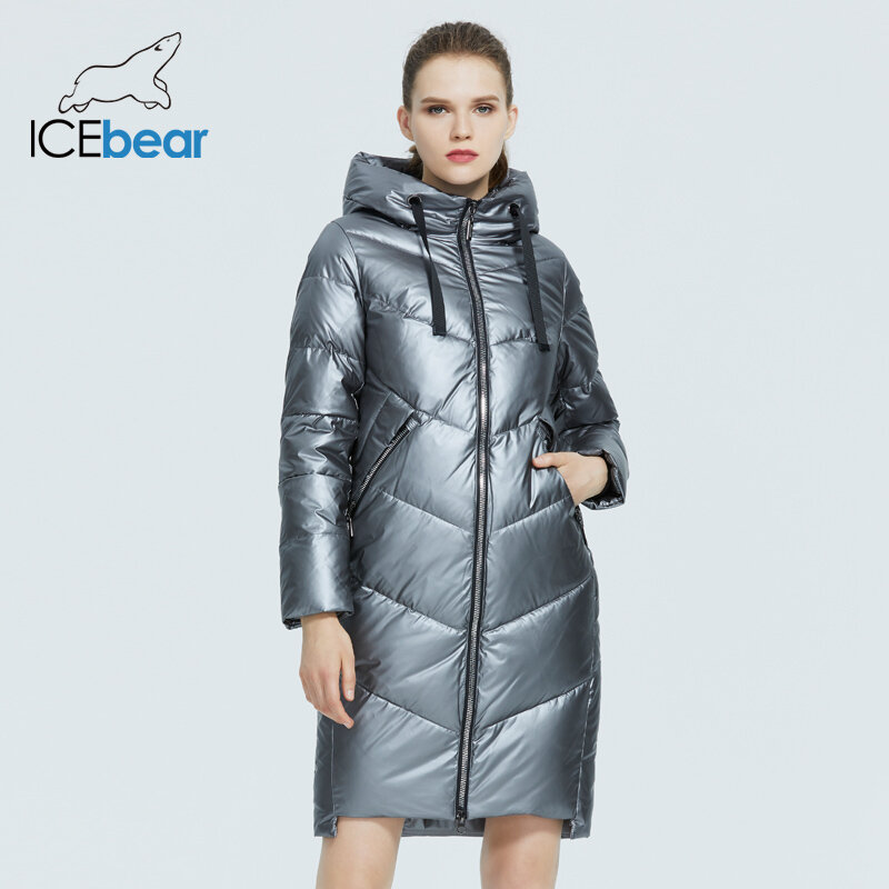 ICEbear-chaqueta con capucha para mujer, abrigo largo de algodón cálido, informal, a la moda, de marca, GWD20302D, novedad de 2023