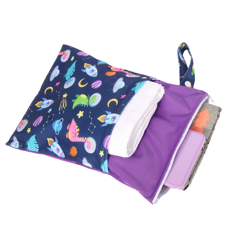 Sac de voyage réutilisable à deux poches pour maman sèche, sac à couches pour bébé, sac à couches étanche, sac de rangement réutilisable, nouveau support imprimé, 25x35cm