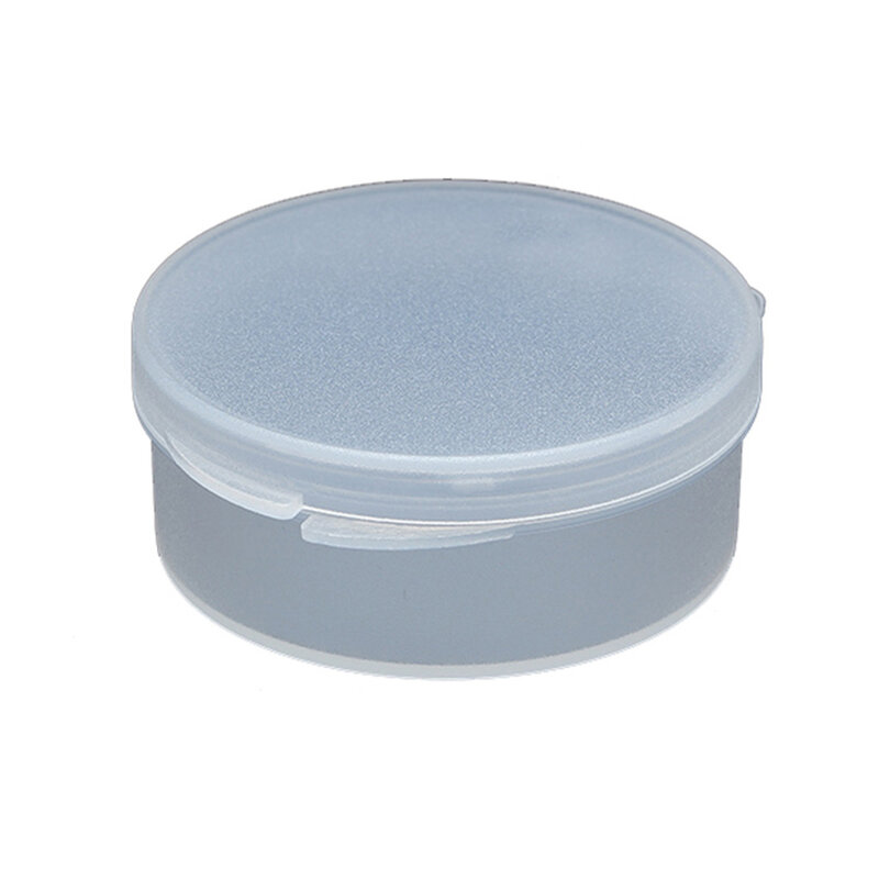 プラスチック製の丸い容器箱,ビーズと小さな部品を整理するための蓋付きの透明な容器,寸法5.2x2.3cm