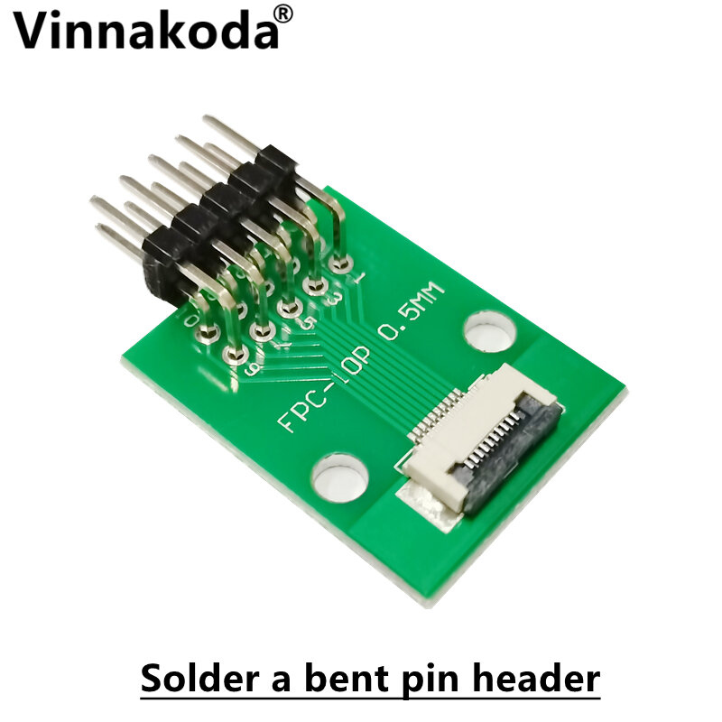 2 Stuks Ffc/Fpc Adapter Board 0.5Mm-10P 2.54Mm Gelast 0.5Mm-10P Flip-Top Connector Gelaste Rechte En Gebogen Pin Headers