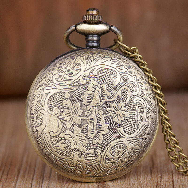 Reloj de bolsillo de cuarzo para hombre y mujer, cronógrafo con diseño hueco y cadena de collar, novedad