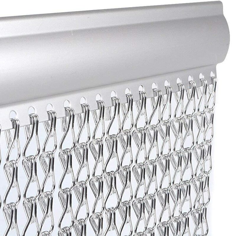 Schermo in metallo per tende a catena in alluminio argento 35x83 pollici per la decorazione di interni per porte e finestre