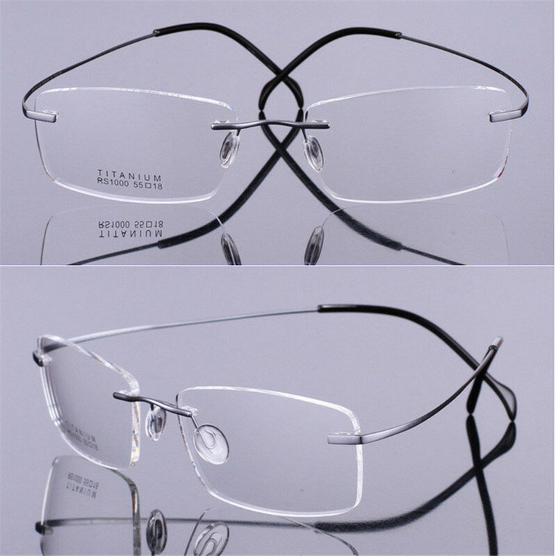 Titanium  Prescription Glasses Men Women ultra light Man Rimless Spectacles Optic Eyewear multifocal progressive Woman