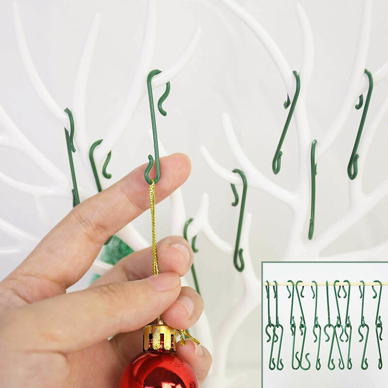 100 pçs plástico gancho da árvore de natal papai noel bonecas pingentes acessórios pendurado ganchos enfeites natal para decoração casa natal