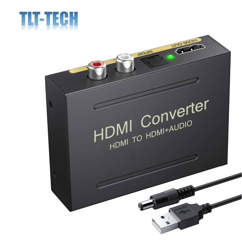 Extrator de áudio hdmi para hdmi 4k, + toslink óptico spdif + analógico rca l/r áudio estéreo, conversor adaptador spiltter