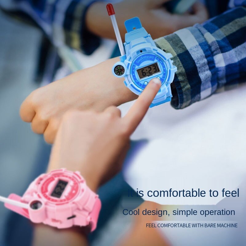 Mini reloj walkie-talkie de juguete para niños, teléfono móvil, conversación inalámbrica al aire libre, 2 piezas, reloj electrónico, regalos de cumpleaños