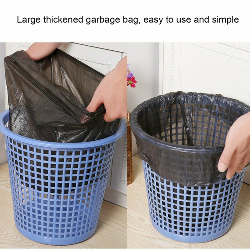 Sacos de lixo doméstico portátil engrossado acessível cozinha preto colete tipo balde de lixo sacos de plástico