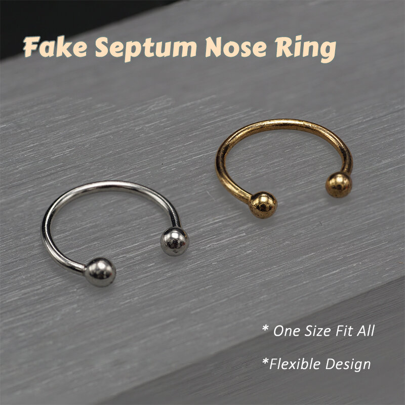 1ชิ้น/แพ็คปลอม Septum Nose Hoop แหวนจมูก Loop Punk Faux Nostril Piercing Body เครื่องประดับ Hip Hop Rock หู cuff อัญมณี