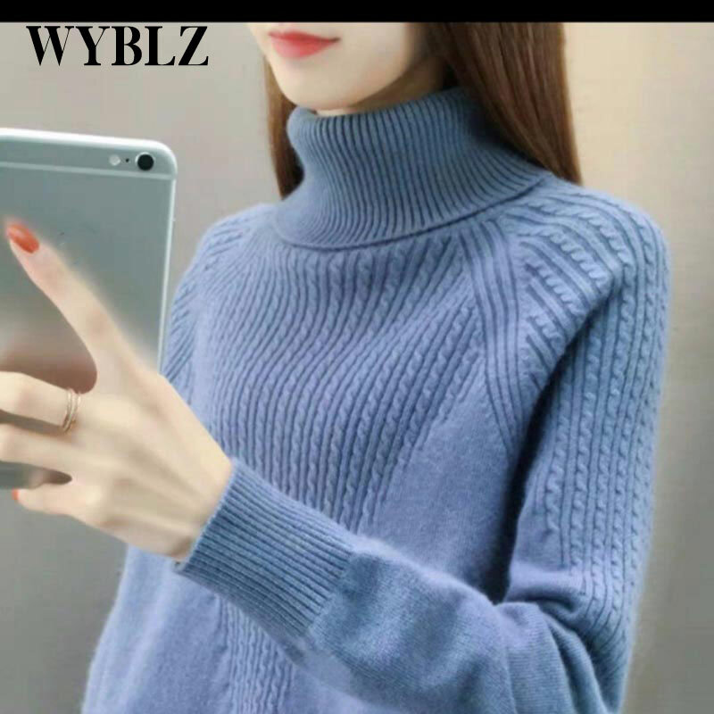 Winter Thicken Warm Pulover Sweaters Women Temperament Turtleneck Knitted Sweater 2021 Long Sleeve Solid Pullover Tops Versatile