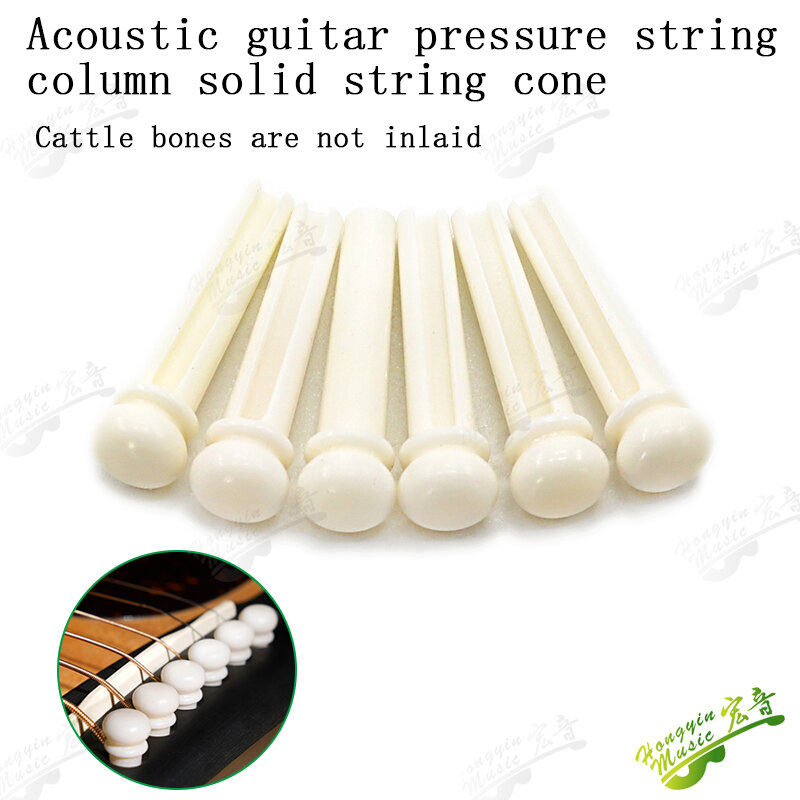 6pcs Ox bone Guitar Bridge Pin s ebano Bridge Pin per chitarra acustica con guscio di perle cerchio in ottone accessori per chitarra