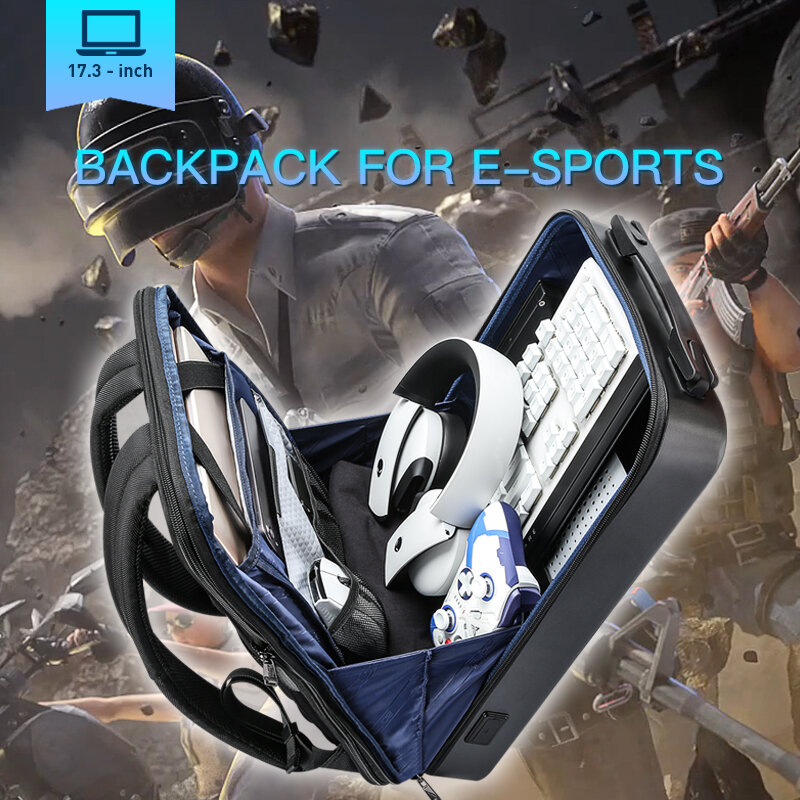BOPAI e-sports plecak na laptopa Anti-Theft wodoodporny plecak USB do ładowania mężczyźni Business Travel 17.3 plecak do gier