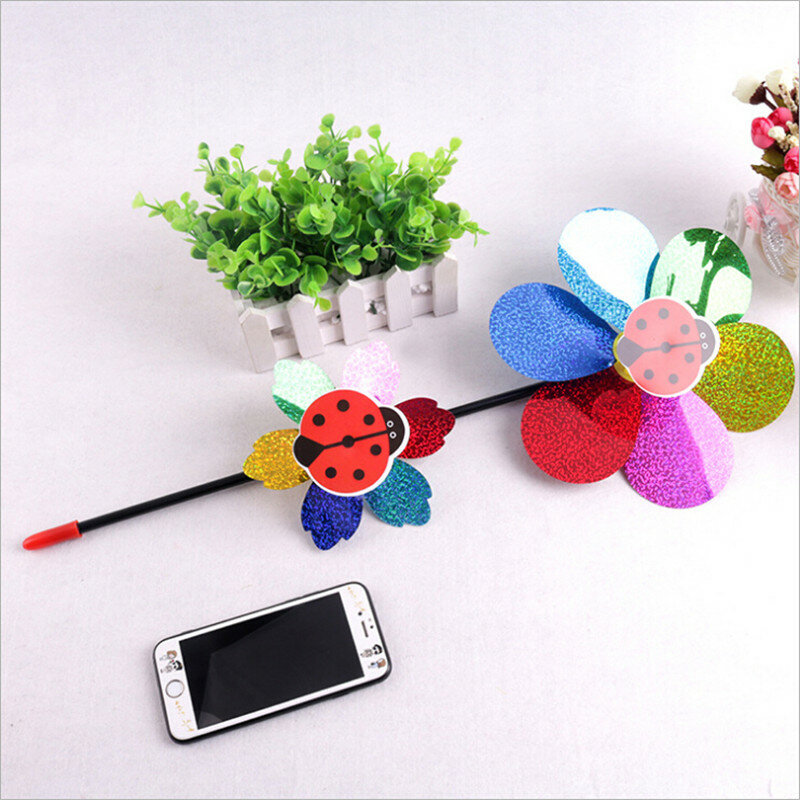 1PC Wind Spinner Kids Toy Colorful Sequins Double Layer Sunflower Windmill Wind Spinner Home Garden Yard Decoration