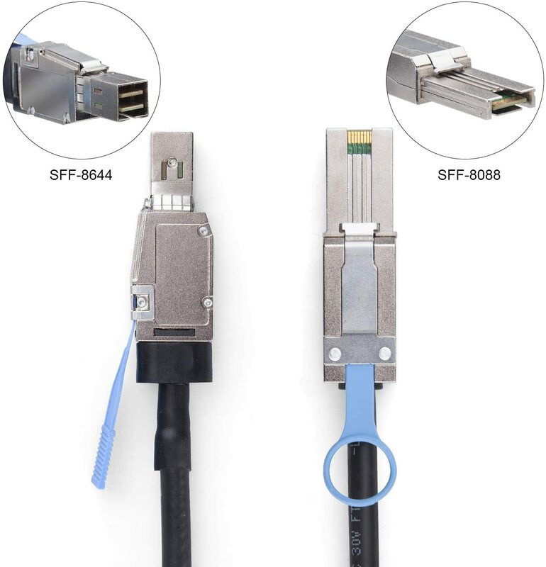 Mini Cable híbrido SAS HD externo, SFF-8644 a Mini SAS SFF-8088, 6Gbps, 5 metros (16,5 pies)