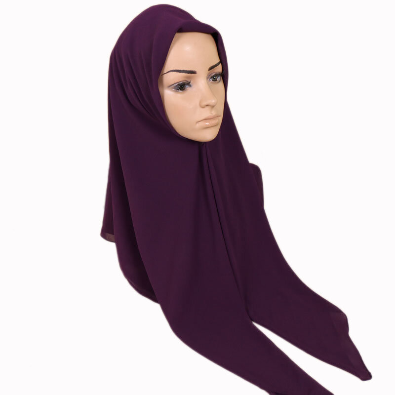 Plain Square Bubble Chiffon Instant Hijab Women's Head Scarf Shawl Muslim Popular Kerchief Solid Color Pashmina Stole 115*115cm