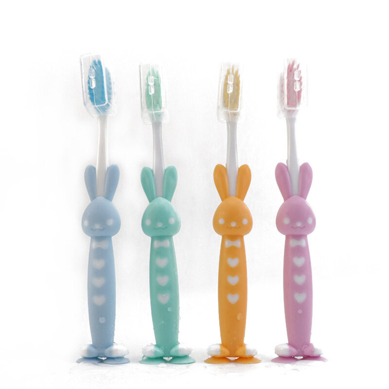 4ピース/セットかわいい漫画歯ブラシ子供のための竹炭ショートハンドル子供の歯ブラシ乳歯ケア