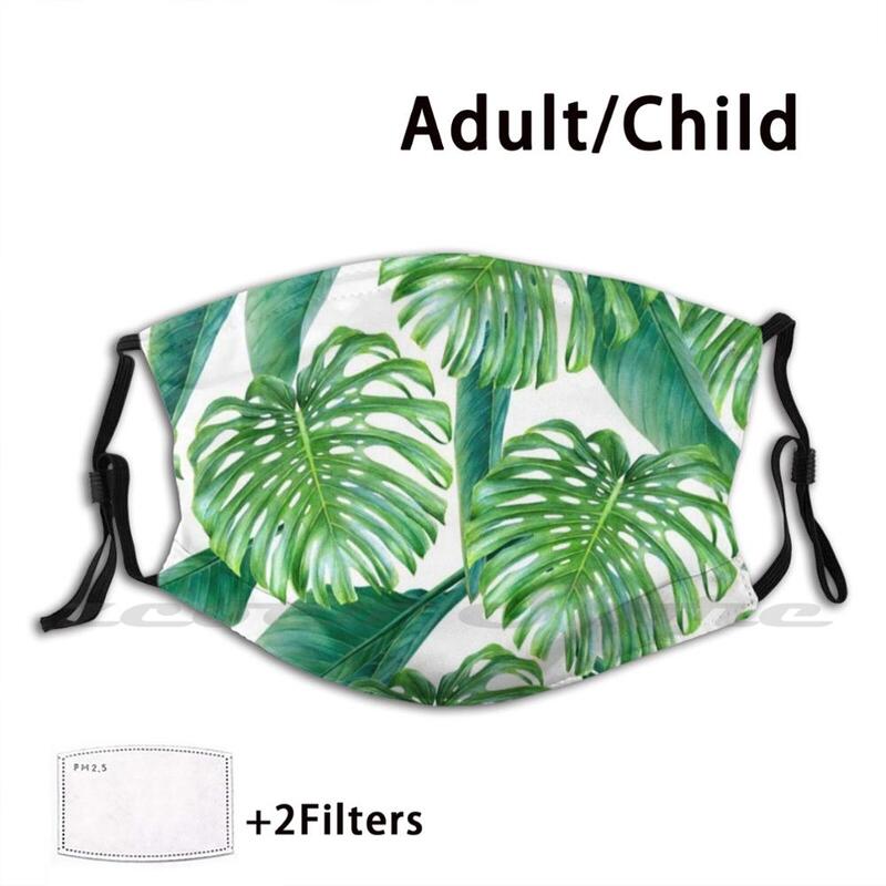 الأخضر أوراق الاستوائية السادس قناع الكبار الطفل قابل للغسل Pm2.5 تصفية شعار الإبداع الغابات المطيرة نمط النبات طبيعة النخيل الصيف