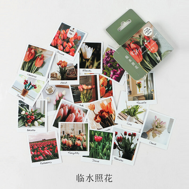 Journamm 40 Buah/Lot Ins Style Dots Flowers Mini Box Sticker Planner Scrapbooking Planner Jepang Kawaii Dekoratif ATK
